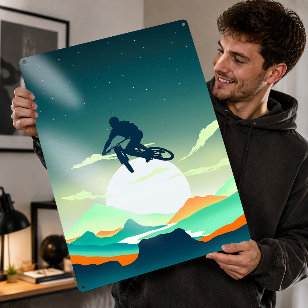 Mountain Biking Europe - Mountain Bike Textured Poster Personalized Metal