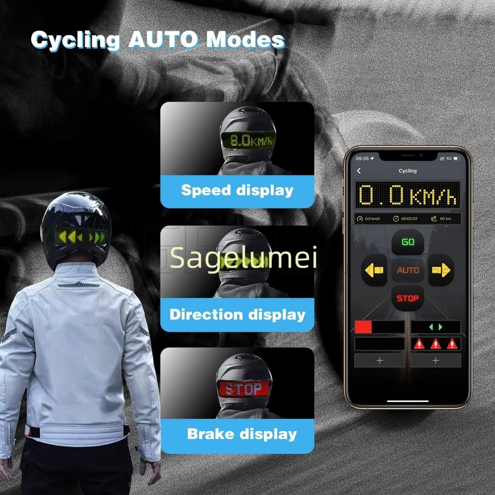 Mountain Biking App - LED screen display for helmets, police